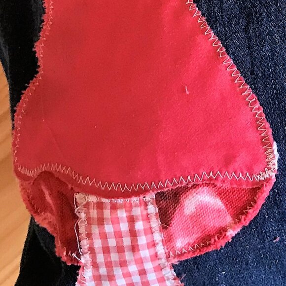 Mushroom Pillow Cover Handmade 18 x18 Whimsical Fungi Cottagecore Recycled Denim - Picture 7 of 9